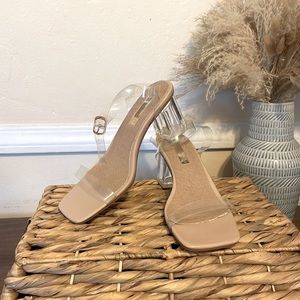 Billini clear wrap around strap heels